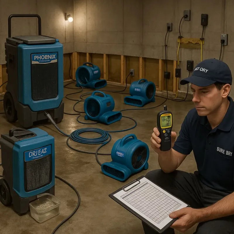 Structural Drying and Dehumidification process in Montebello, CA